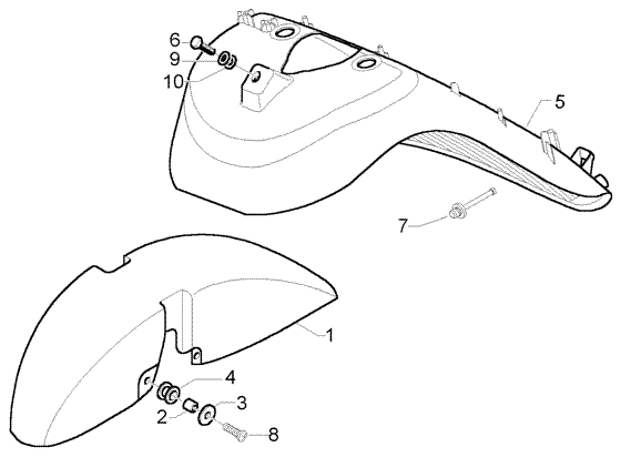 Piaggio X9 500 Evolution ABS — Wielruimte-Spatbord