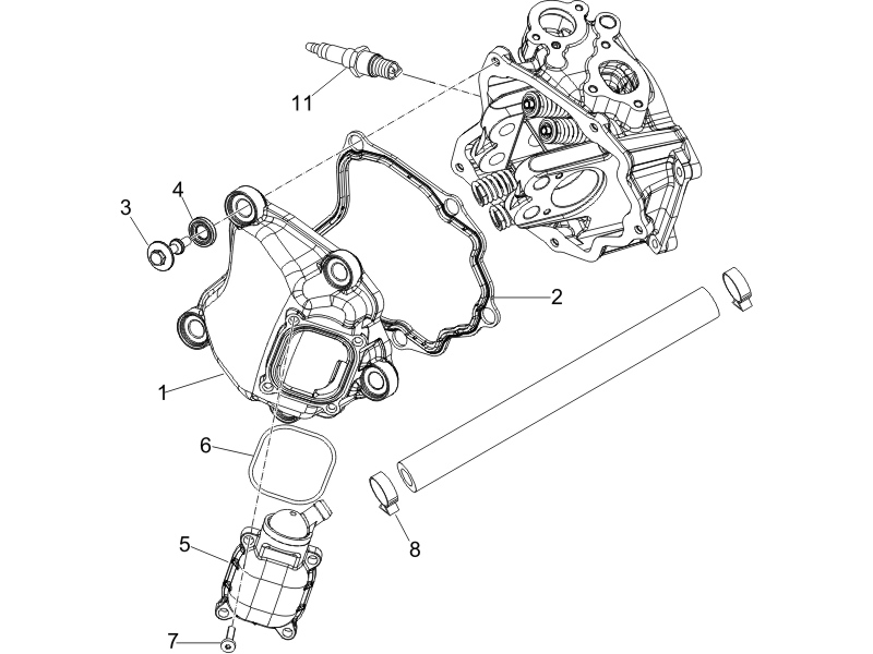 Vespa GTS 250 4T 4V ie no ABS E3 2005-2009 EMEA — Cilinderkopdeksel