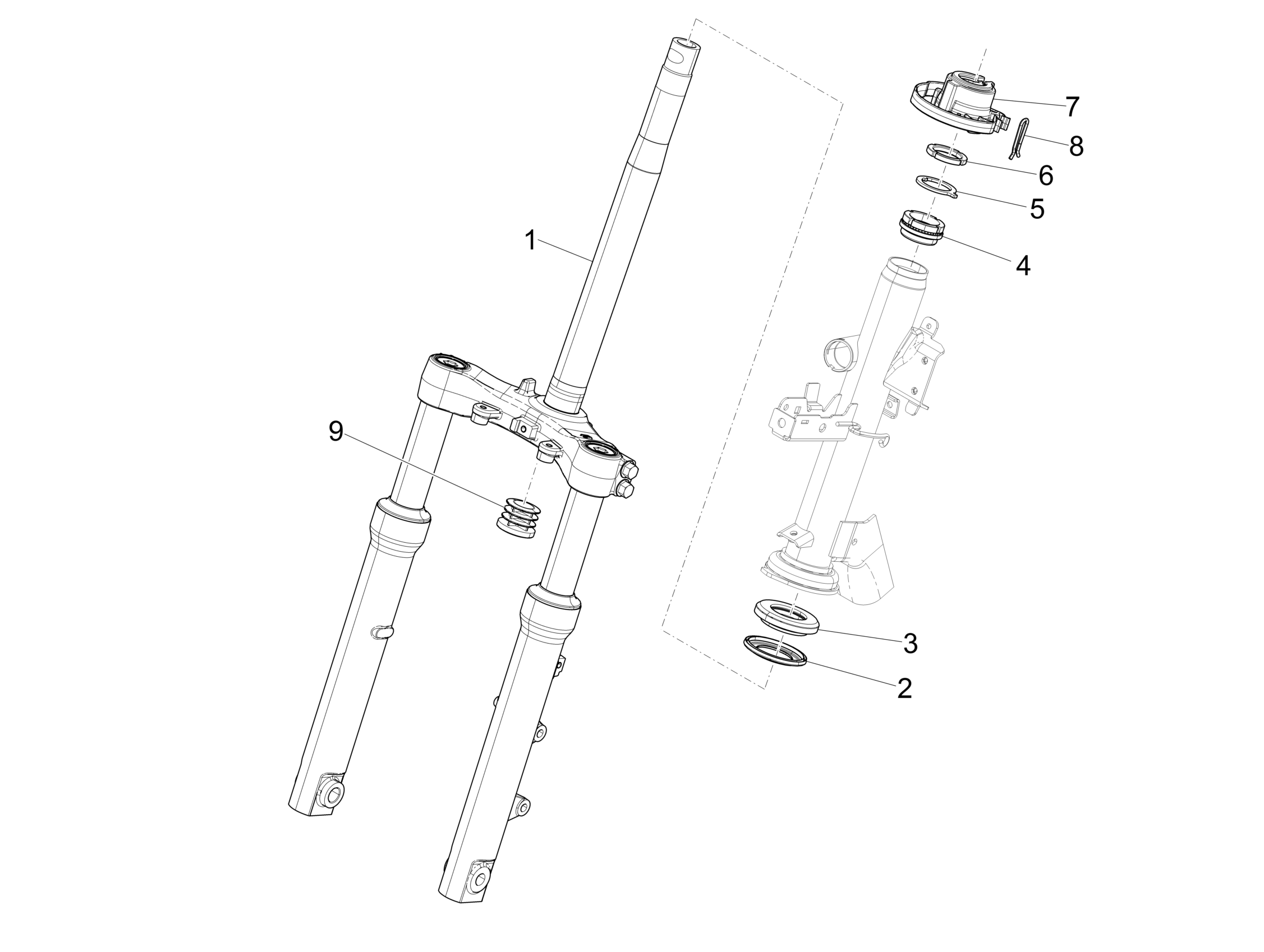 Medley 150 4T ie ABS E4 2016-2020 EMEA — Vork/stuurkabel - Balhoofdset