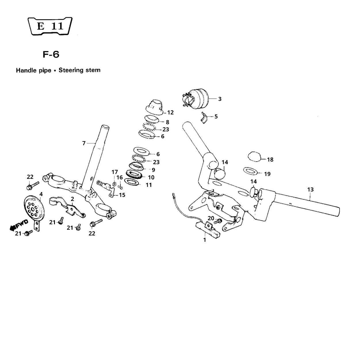 Stuur balhoofd kroonstuk Honda MB 50 80