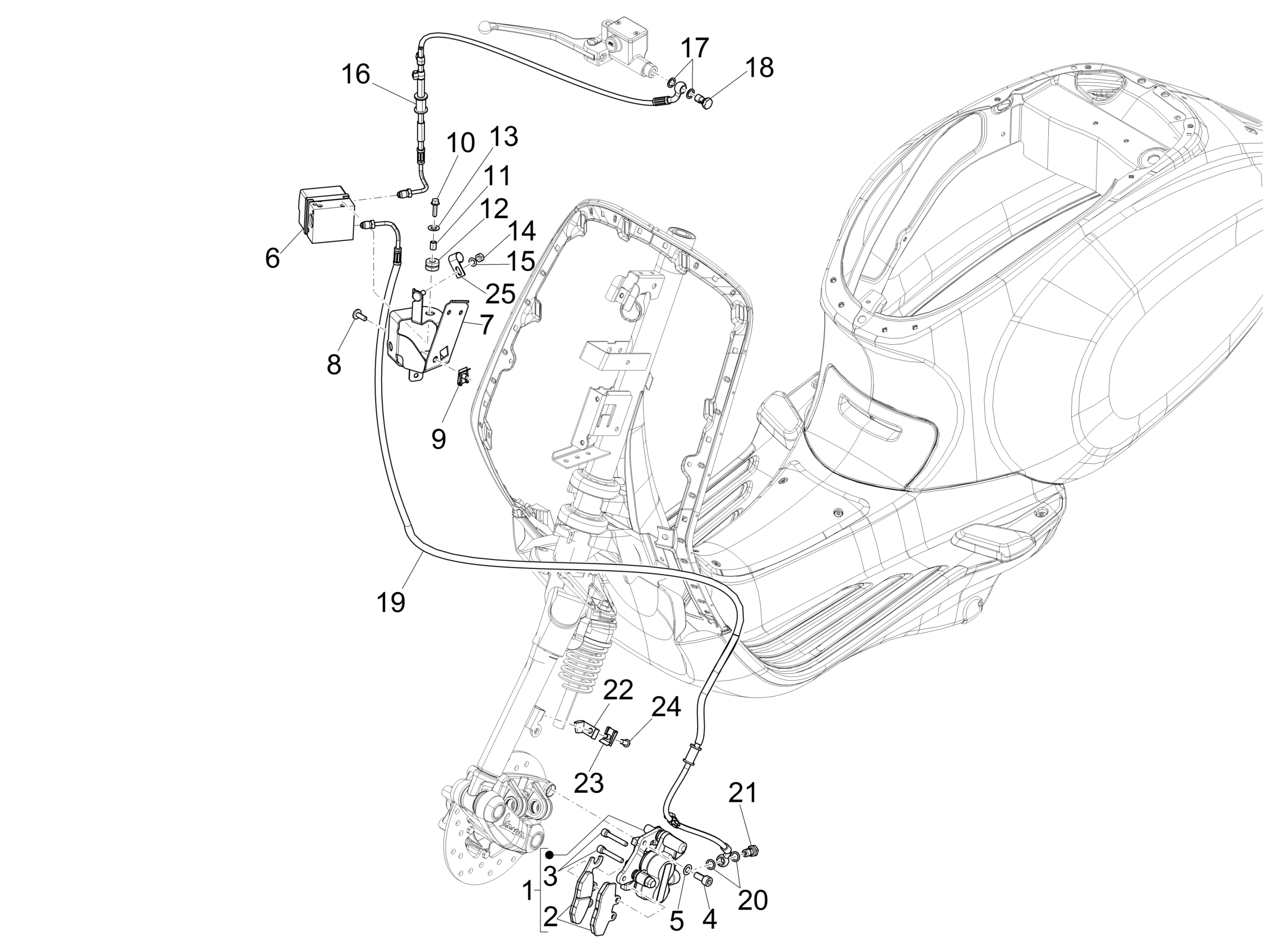 Vespa Sprint 150 4T 3V Iget ABS E5 2021-2023 APAC — Remslangen - Remklauwen (ABS)