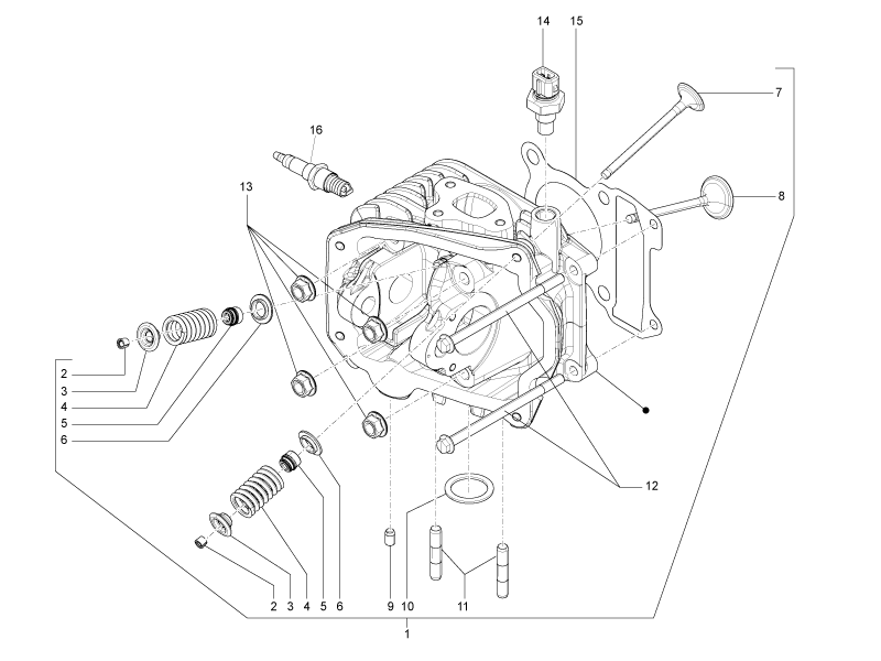 Vespa S 150 4T ie no ABS E3 2011-2013 APAC — Cilinderkop - Kleppen