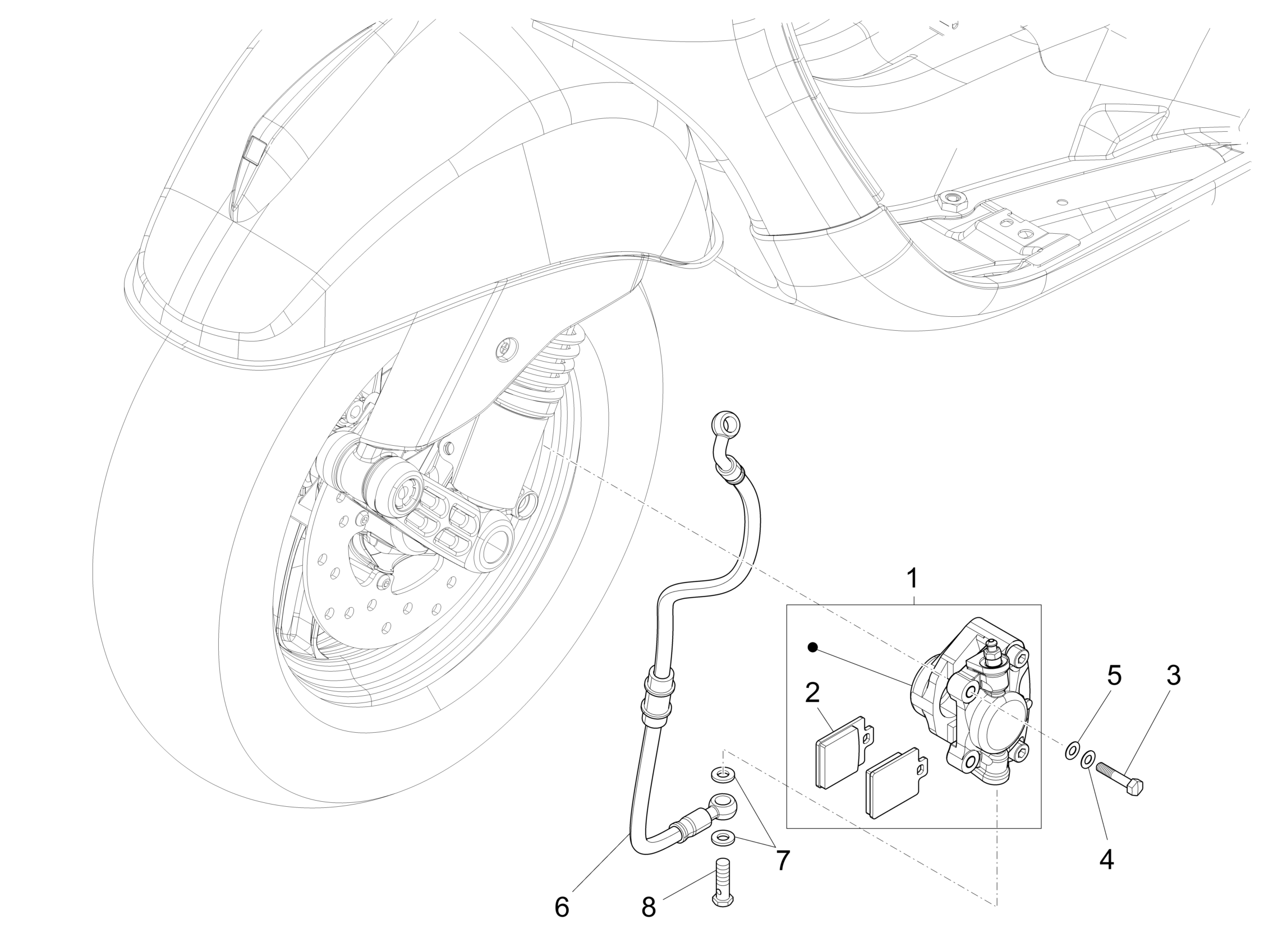 Vespa S 125 4T 3V Iget no ABS E3 E4 2017-2023 APAC — Remslangen - Remklauwen