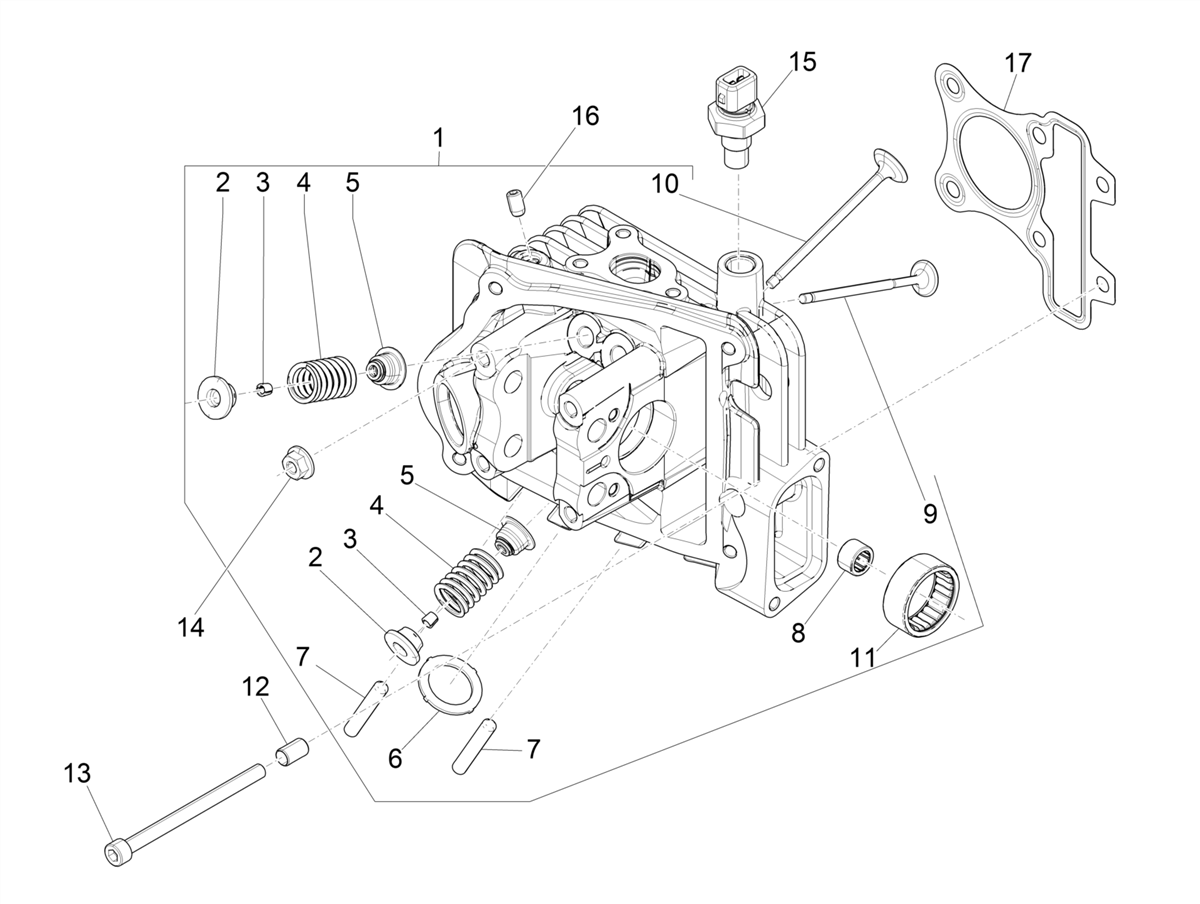 Vespa Primavera 50 4T 3V ie ABS E5 Mickey Mouse 2023 EMEA — Cilinderkop - Kleppen