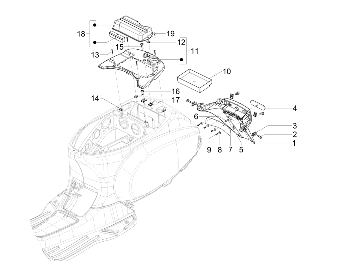 Vespa VXL 125 4T 3V 2018-2019 — Achterspatbord-Spatlappen