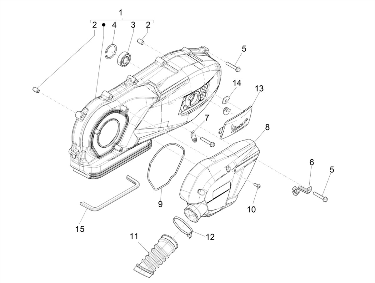 Vespa Sprint 150 4T 3V Iget ABS E5 2021-2023 APAC — Krukasdeksel - Koelkap