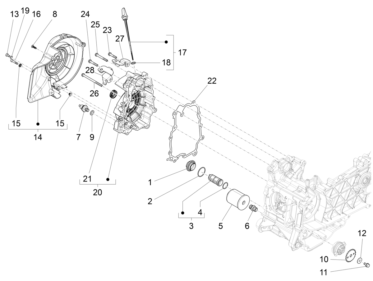 Vespa Sprint 150 4T 3V Iget ABS E5 2021-2023 APAC — Vliegwieldeksel - Oliefilter