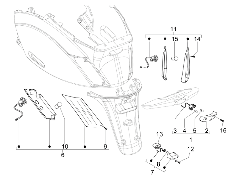 Zip 50 SP no ABS E2 2006-2013 EMEA — Achterlichten - Knipperlichten