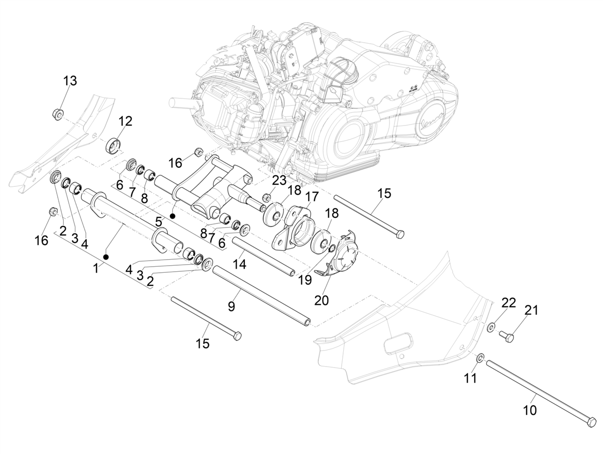 Vespa Sprint 150 4T 3V Iget ABS E4 2016-2023 NAFTA — Motorophanging
