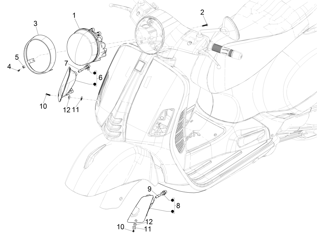 Vespa Primavera 150 E4 E5 75 Anniversario 2021 APAC — Voorlichten - Knipperlichten