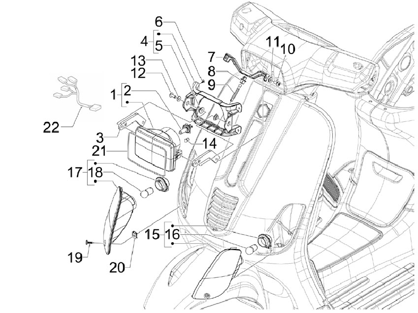 Vespa S 150 4T ie no ABS E3 2011-2013 APAC — Voorlichten - Knipperlichten