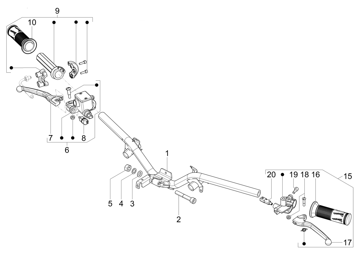 Vespa VX VXL SXL 150 4T 3V 2016-2021 — Stuur - Hoofdremcilinder