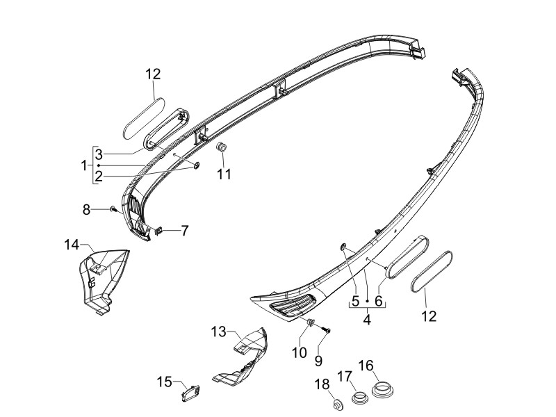 Vespa S 150 4T 2V no ABS E2 2007 NAFTA — Zijkappen-Spoiler