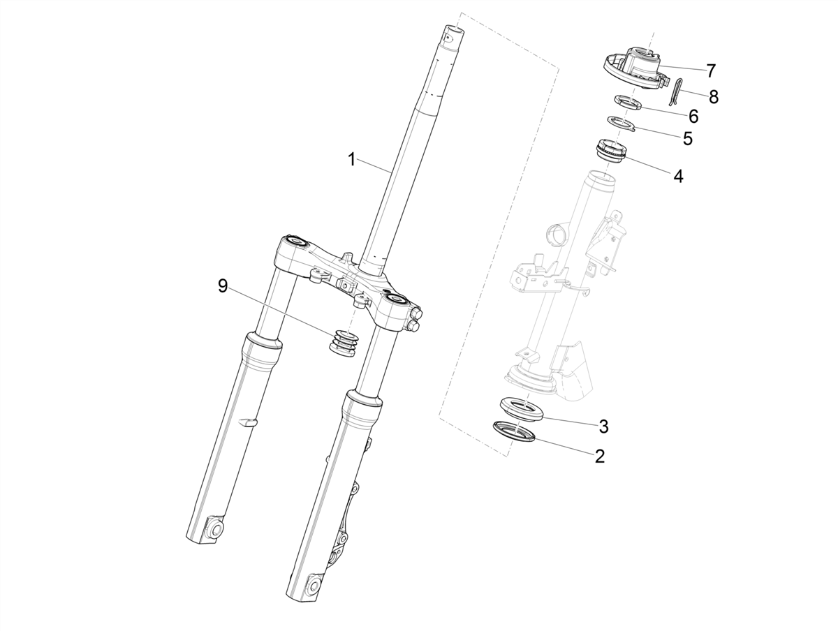 Medley 125 4T ie ABS E4 2020 EMEA — Vork/stuurkabel - Balhoofdset