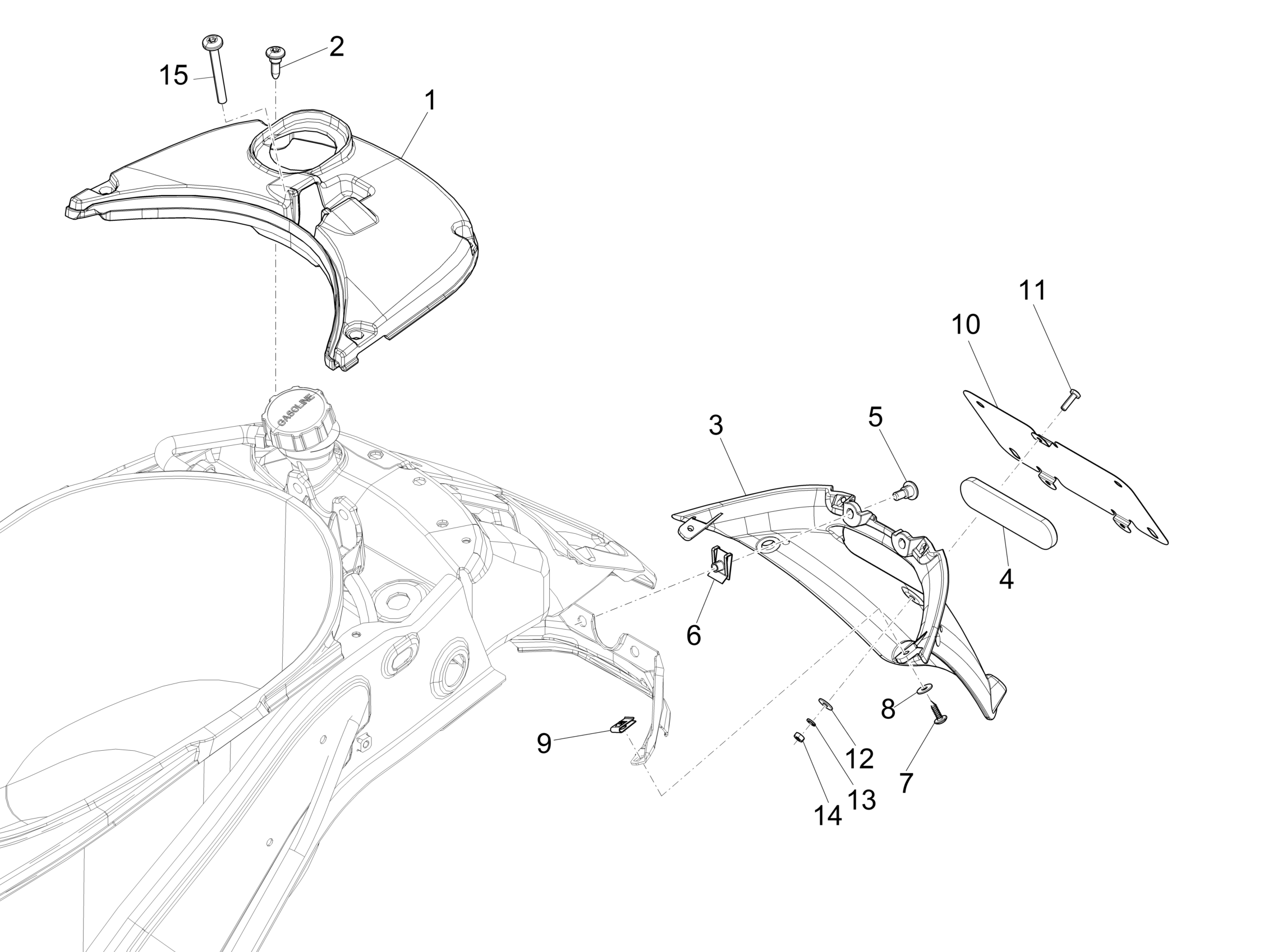 Vespa Primavera 50 4T 4V no ABS E2 2014-2019 NAFTA — Achterspatbord-Spatlappen