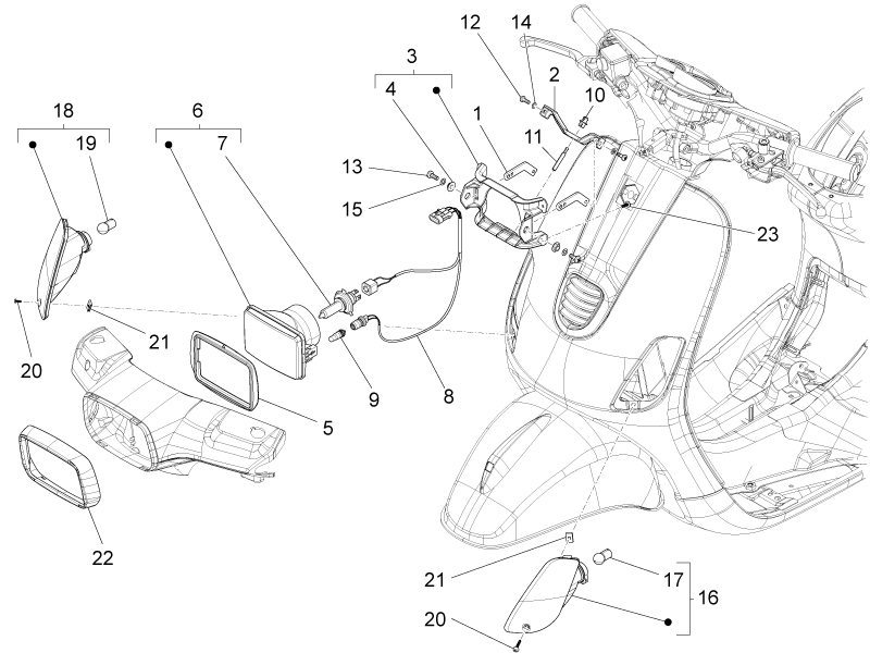 Vespa S 150 4T 3V ie no ABS E3 2012-2014 APAC — Voorlichten - Knipperlichten