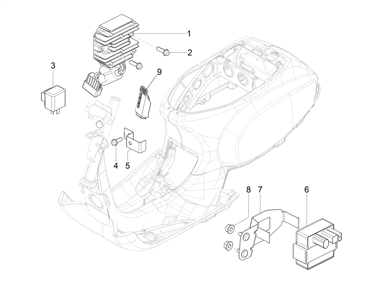 Vespa VX VXL SXL 150 4T 3V 2016-2021 — Spanningsregelaar-CDI-Bobine