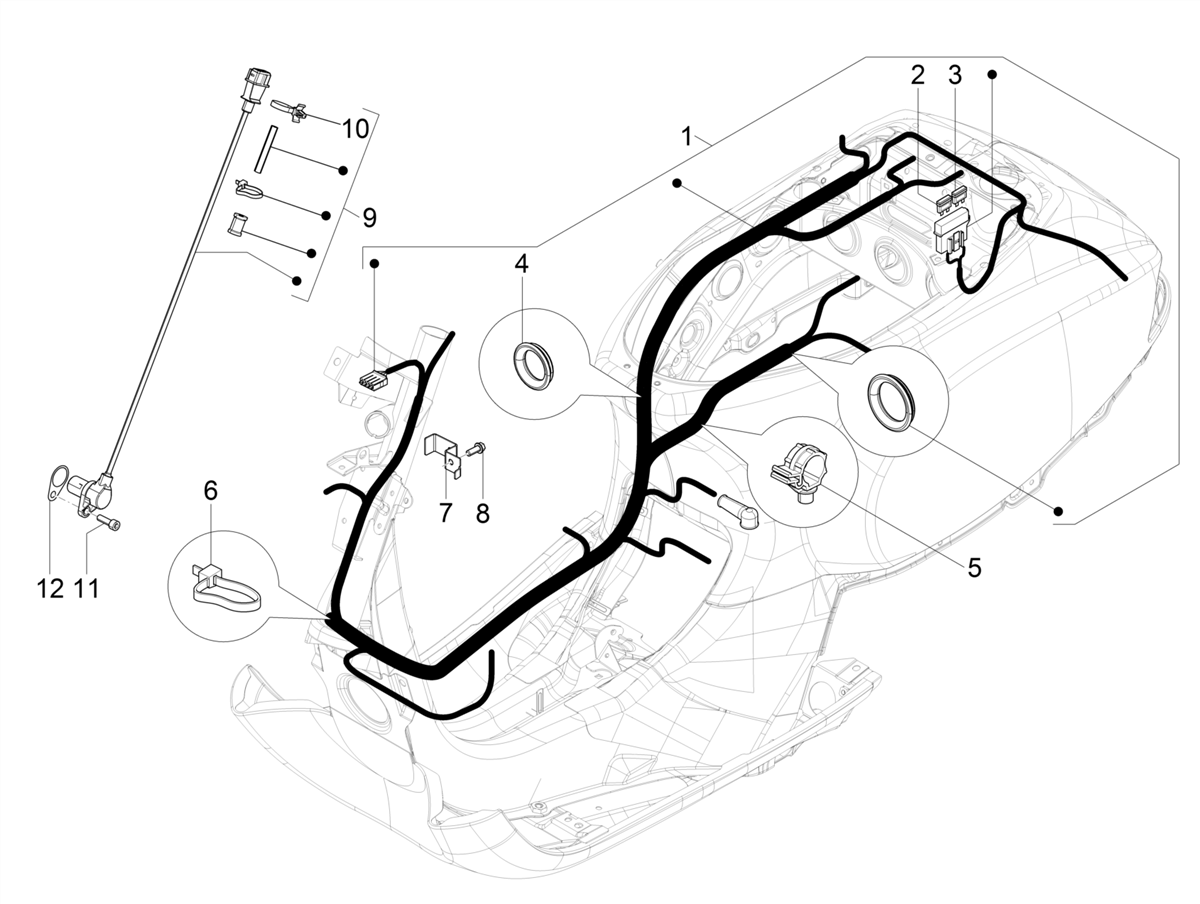 Vespa VXL 125 4T 3V 2018-2019 — Hoofdkabelboom
