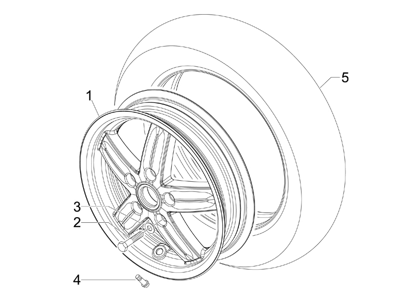 Vespa S 150 4T 2V no ABS E3 2008-2009 EMEA — Voorwiel