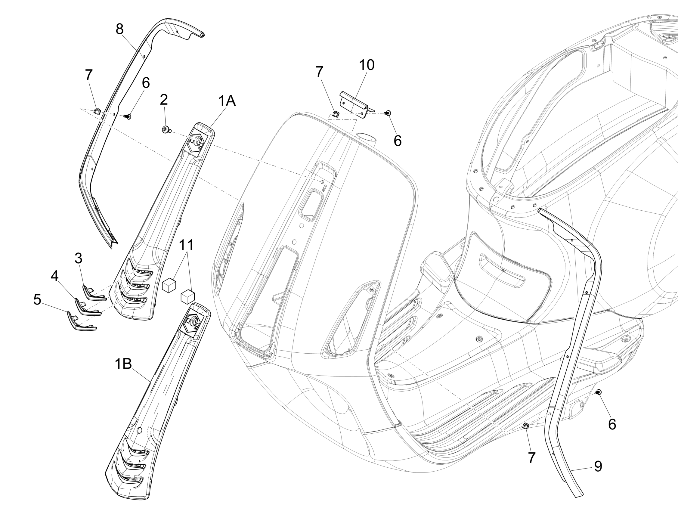 Vespa Primavera 150 4T 3V ie no ABS E3 2014-2016 NAFTA — Voorscherm