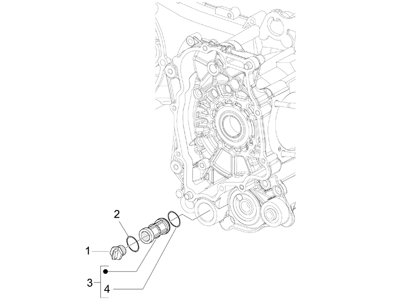 Vespa Primavera 50 4T 4V no ABS E2 2013-2017 EMEA — Vliegwieldeksel - Oliefilter