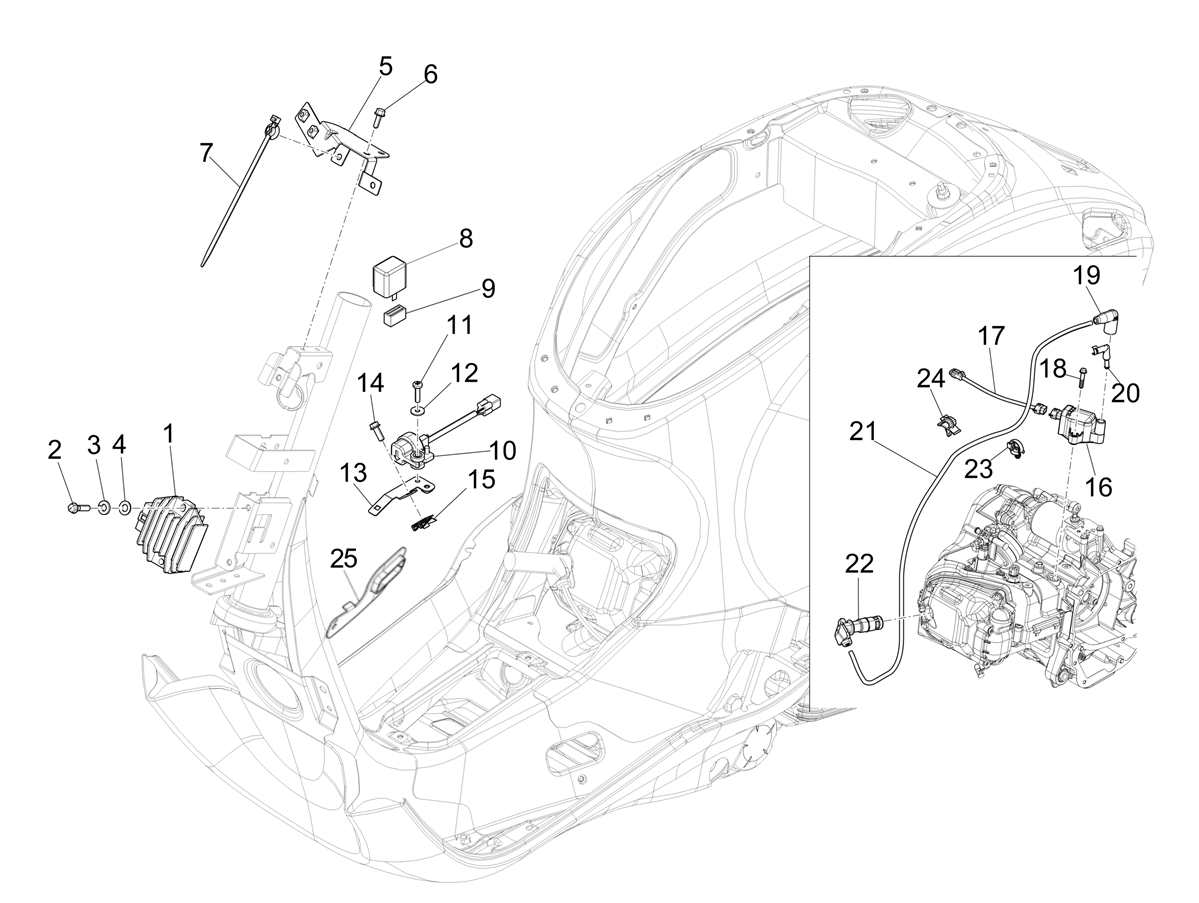 Vespa Primavera 150 E5 2023 APAC — Spanningsregelaar-CDI-Bobine