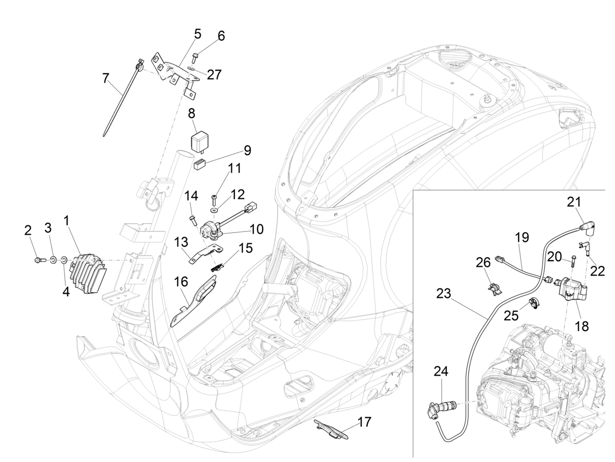 Vespa Sprint 150 4T 3V Iget ABS E5 2021-2023 APAC — Spanningsregelaar-CDI-Bobine