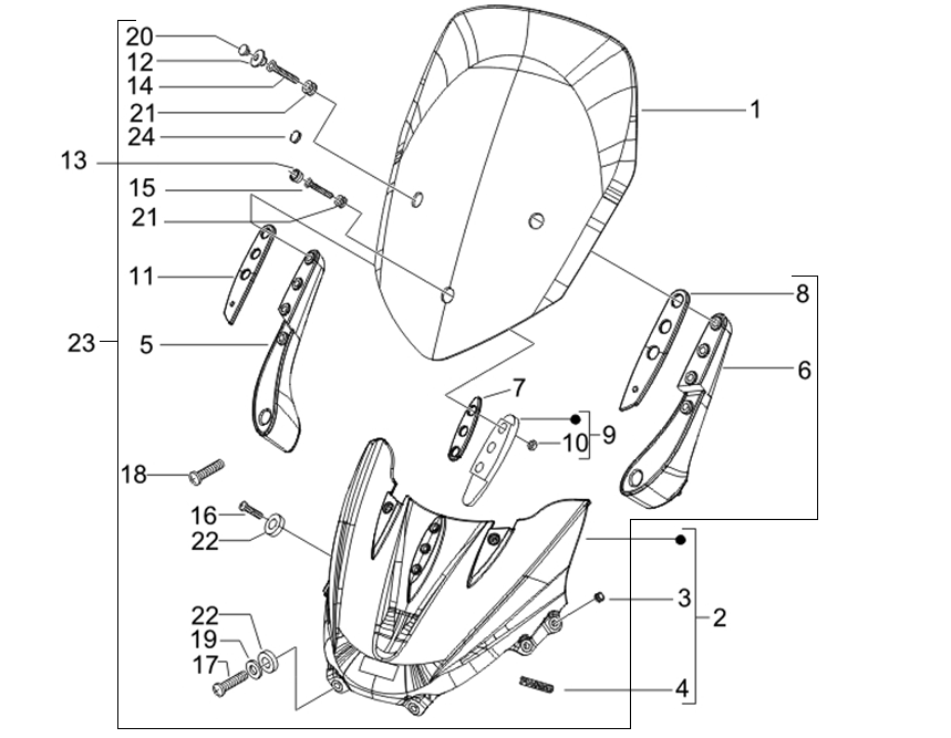 X9 500 Evolution no ABS E2 2006-2007 NAFTA — Windscherm - Schijven