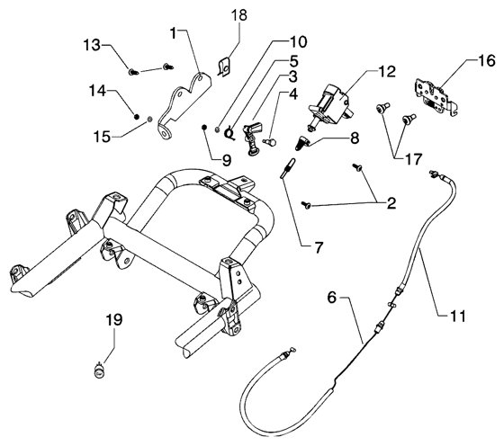 Piaggio Beverly 125 EMEA — Zadel ontgrendelingsbediening