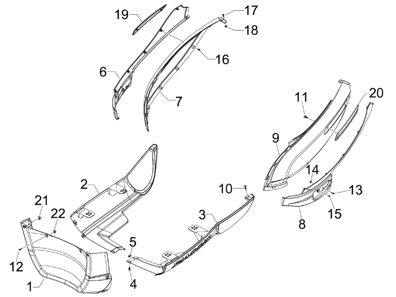 Carnaby 250 4T ie E3 2008-2009 EMEA — Zijafdekking - spoiler