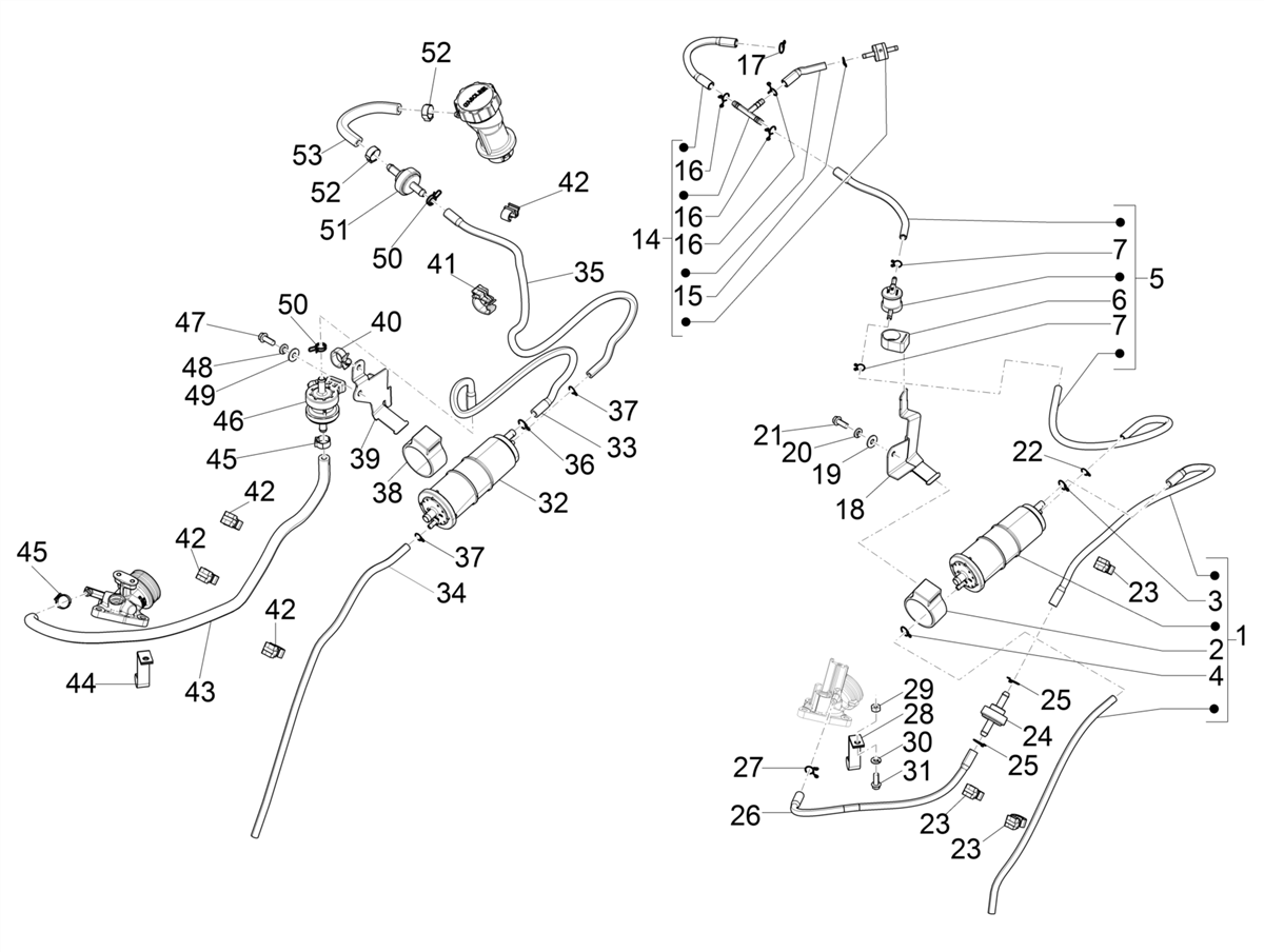 Vespa Primavera 150 4T 3V Iget ABS no ABS E2 E3 E4 2016-2023 APAC — AntiVerdampingssysteem