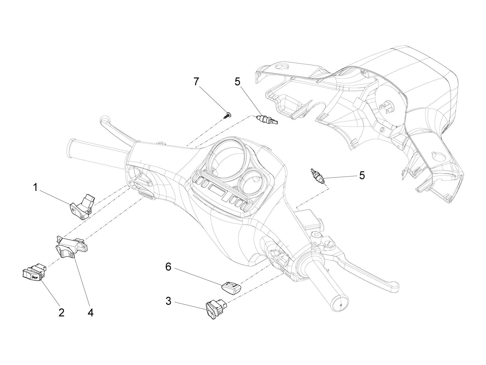 Vespa S 125 4T 3V ie no ABS E3 2012 EMEA — Schakelaars-Drukknopschakelaar