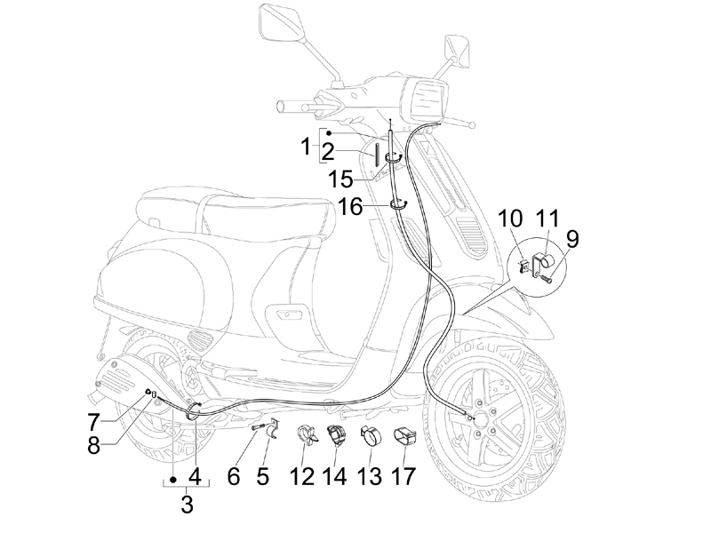 Vespa S 150 College 4T 2V ie no ABS E3 2009-2012 EMEA — Kables