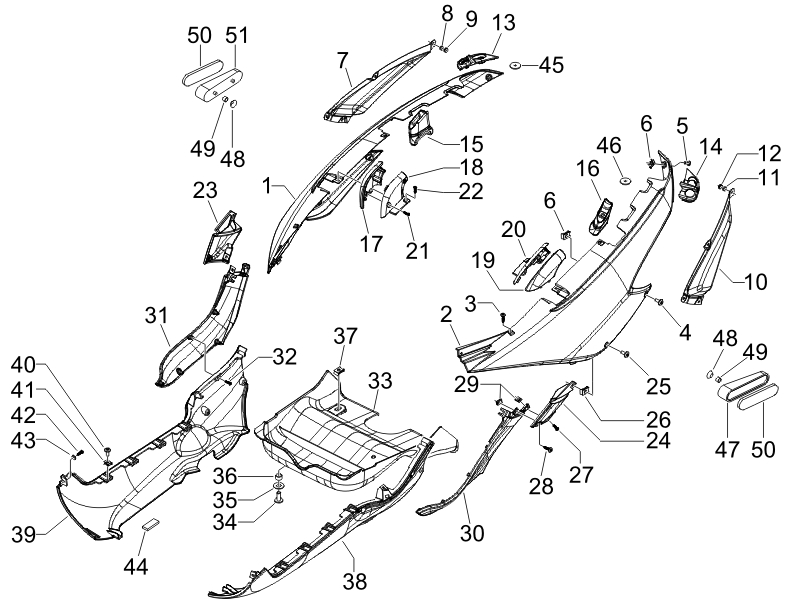 MP3 500 Sport 2010-2012 NAFTA — Zijafdekking - spoiler