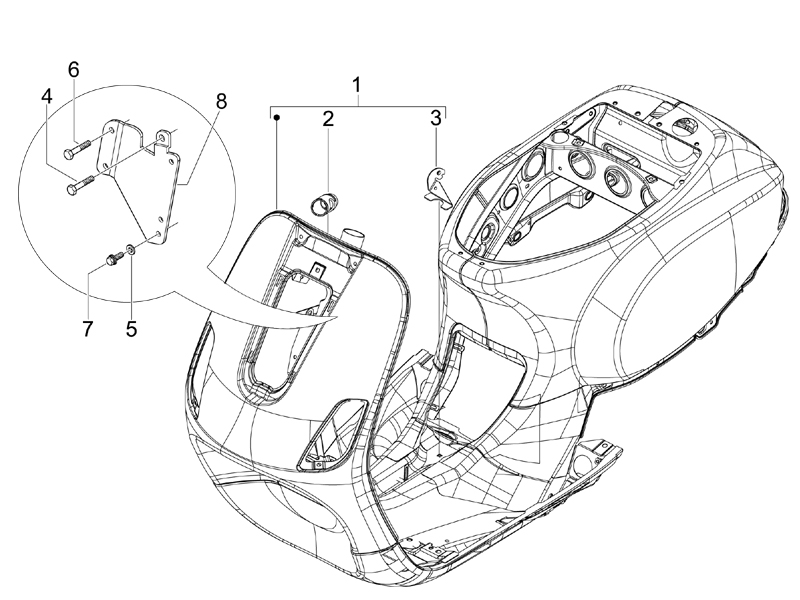 Vespa S 150 4T 2V no ABS E2 2007 NAFTA — Frame