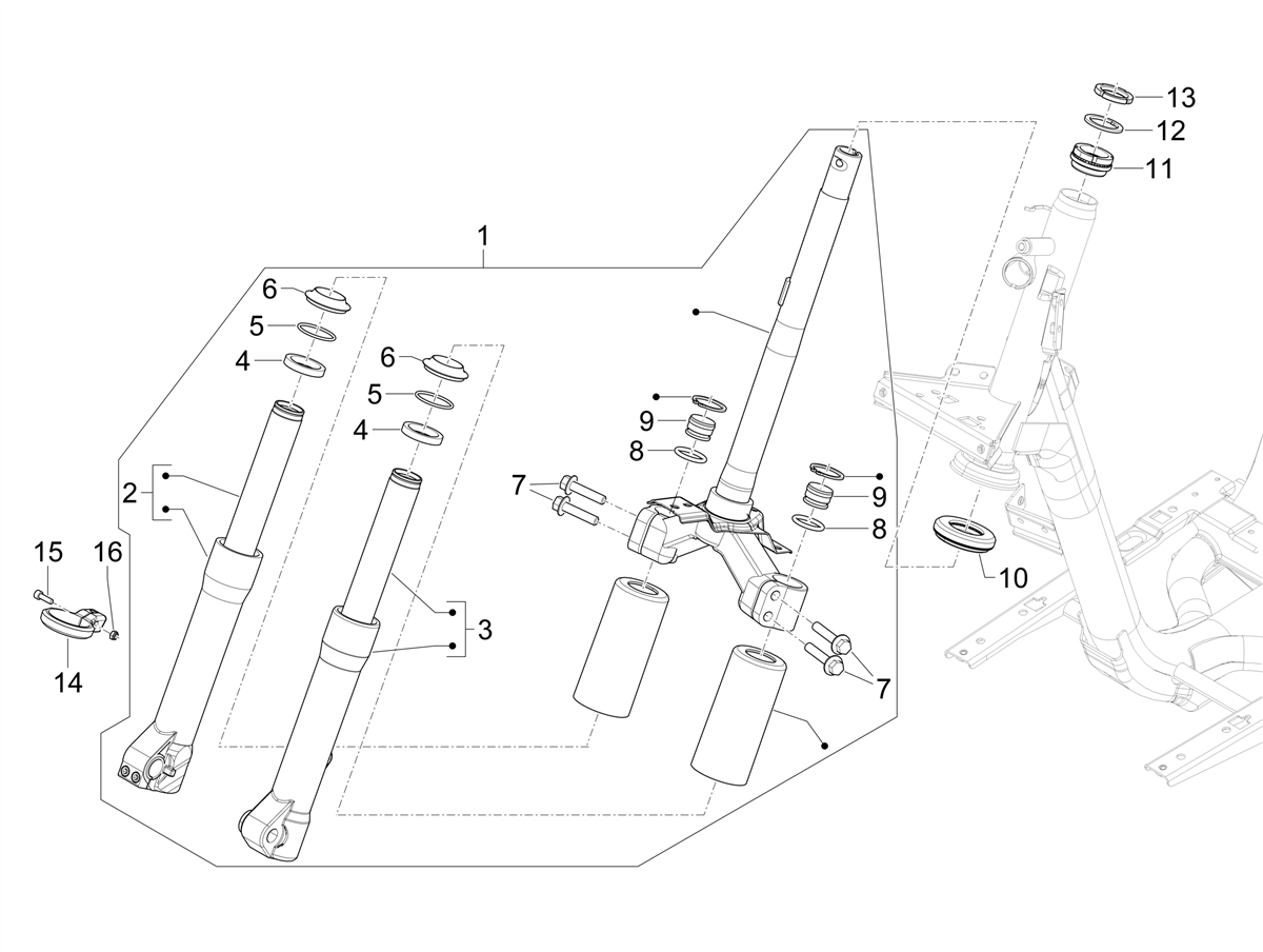 Mymoover Delivery 125 4T 4V E5 2021-2022 EMEA APAC — Vork/stuurkabel - Balhoofdset