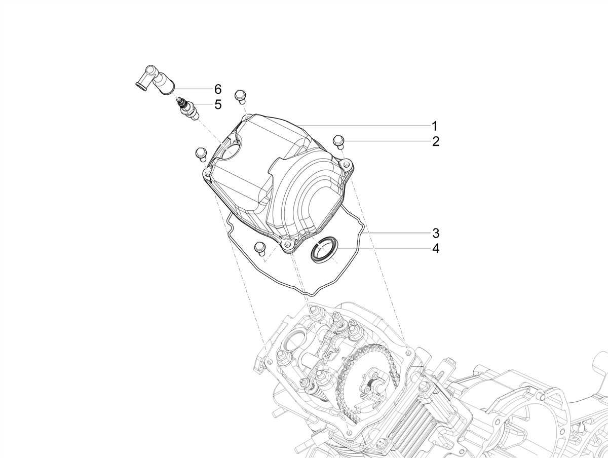 Vespa VX VXL SXL 150 4T 3V 2016-2021 — Cilinderkopdeksel