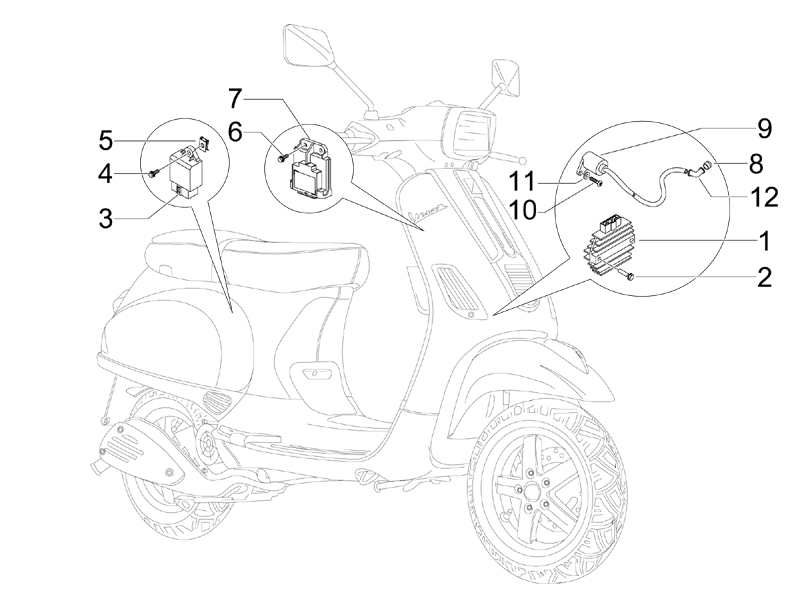 Vespa S 150 4T 2V no ABS E3 2008-2009 EMEA — Spanningsregelaar-CDI-Bobine