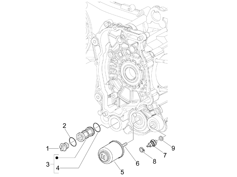 Vespa S 150 4T 2V no ABS E2 2007 NAFTA — Vliegwieldeksel - Oliefilter