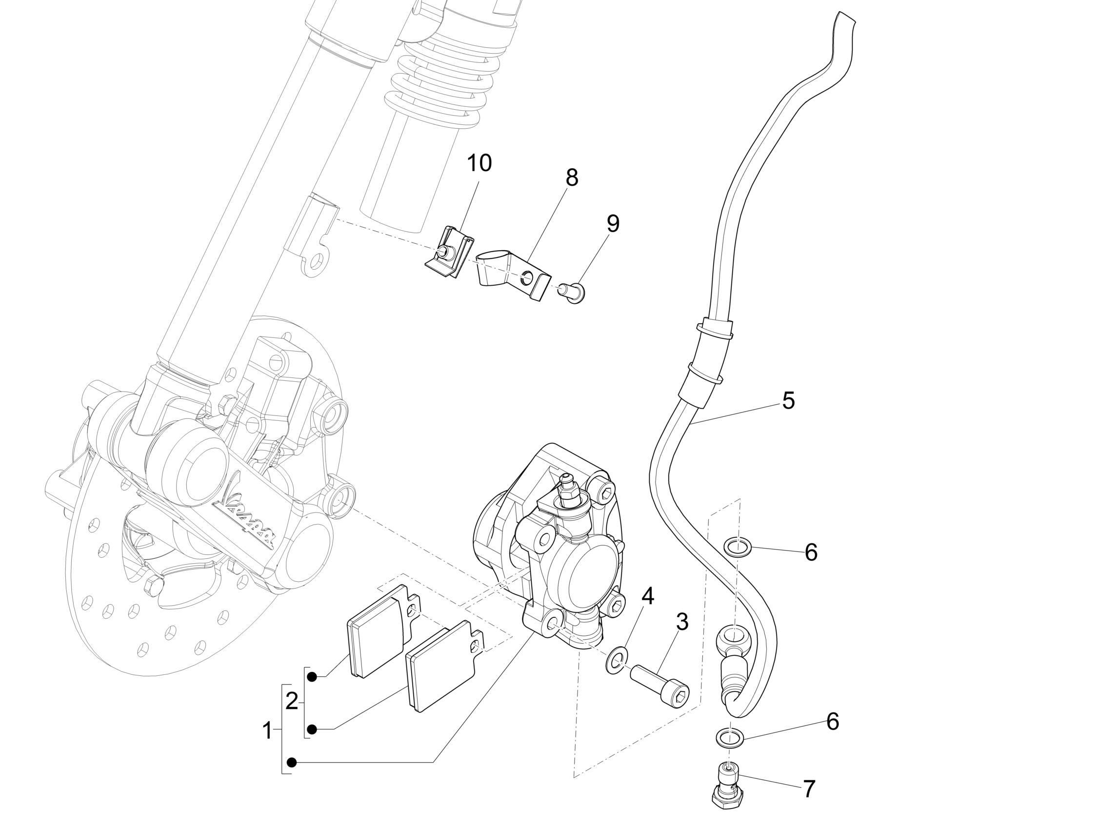 Vespa Primavera No ABS 50 4T 3VS E4 2017-2020 EMEA — Remslangen - Remklauwen