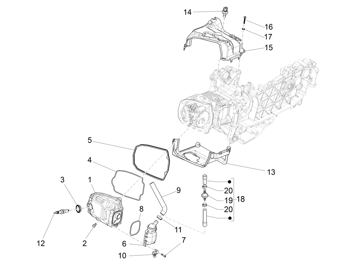 Vespa S 125 4T 3V Iget no ABS E3 E4 2017-2023 APAC — Cilinderkopdeksel