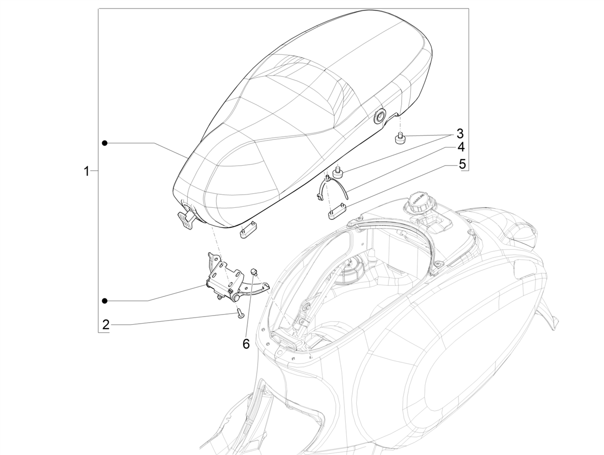 Vespa Primavera 50 4T 3V no ABS E4 2018-2019 APAC — Zadel/Buddyzit