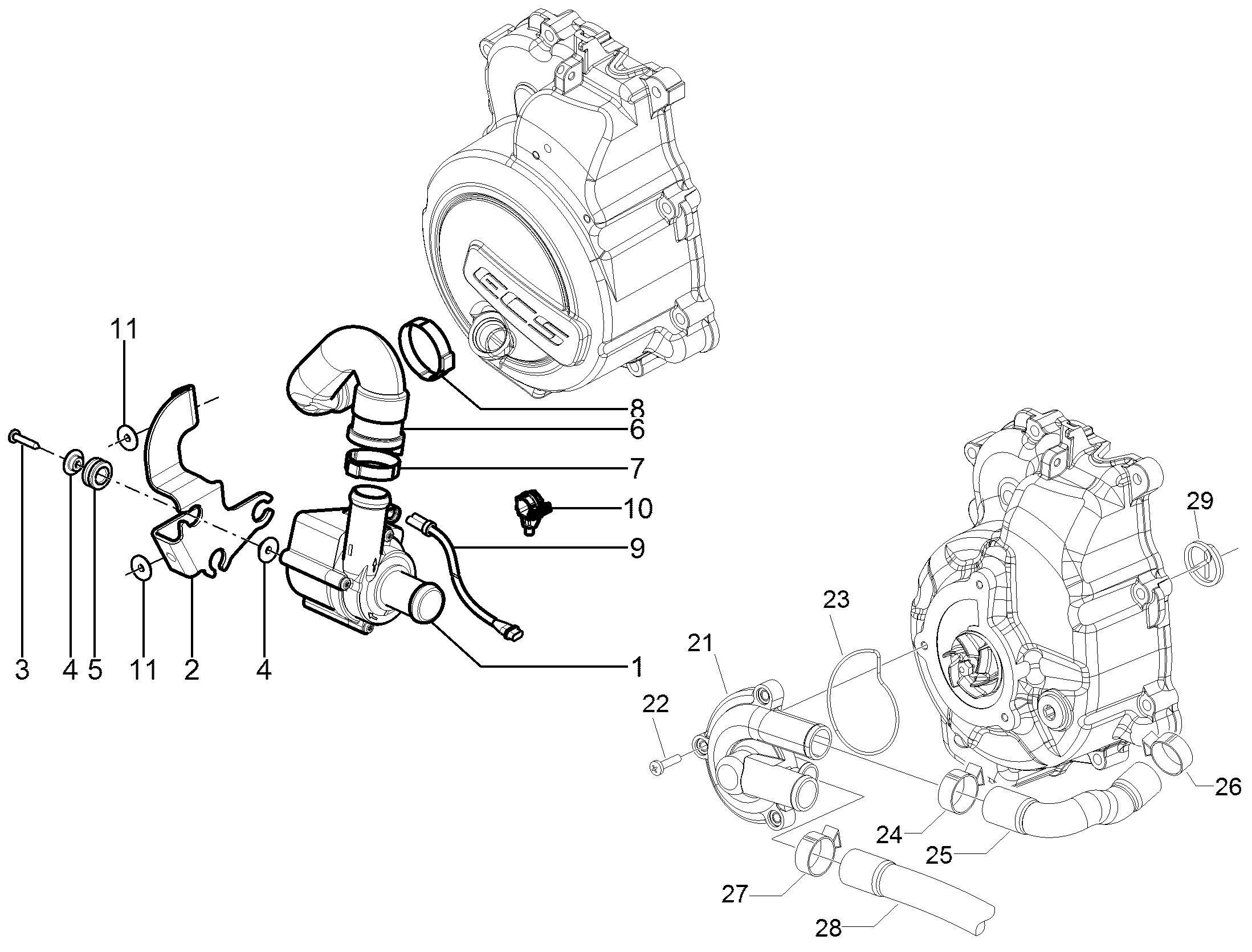 Beverly 125 RST 4T 4V ie E3 2010-2015 EMEA — Waterpomp