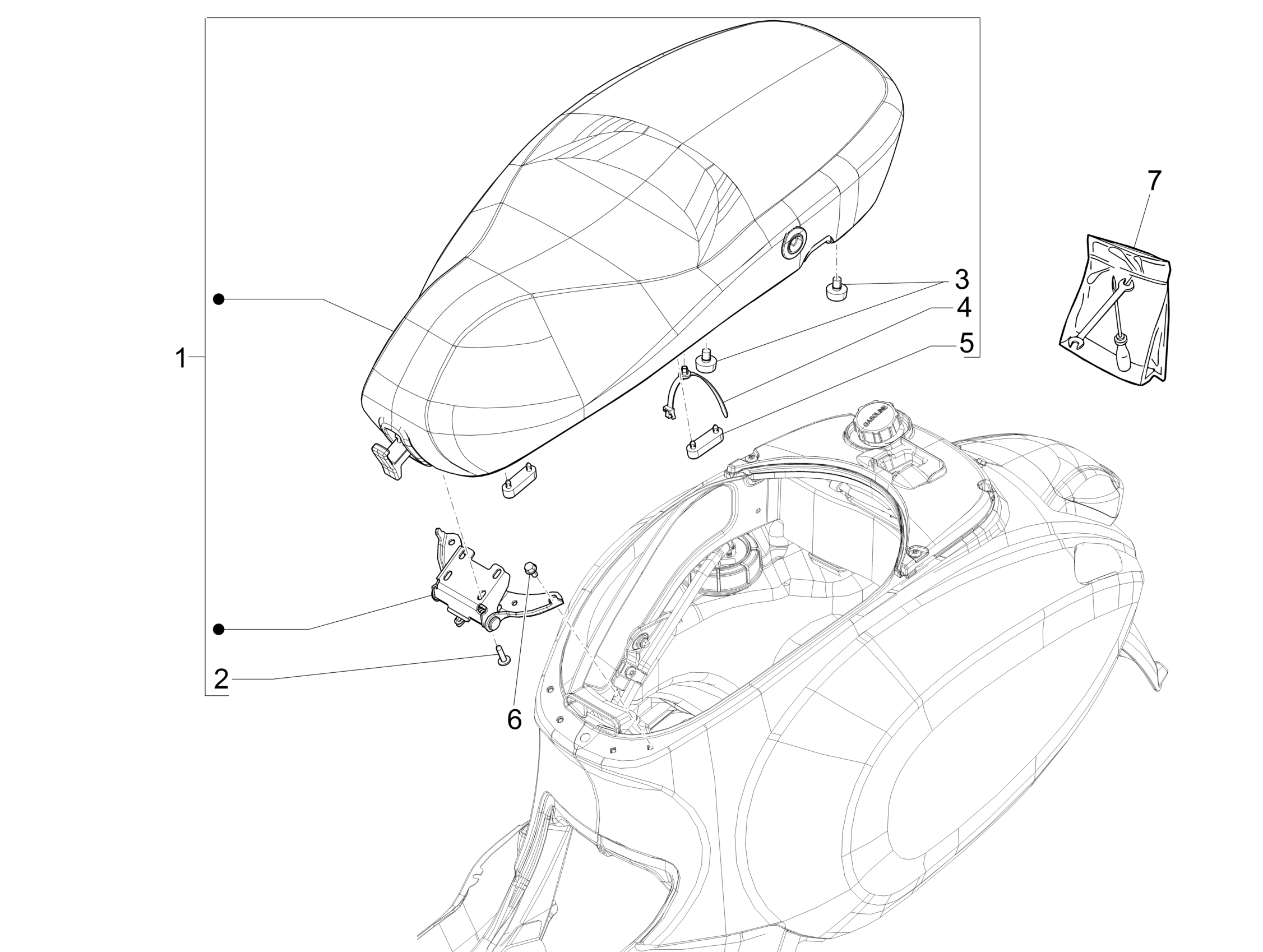 Vespa Primavera 50 4T 4V no ABS E2 2013-2017 EMEA — Zadel/Buddyzit
