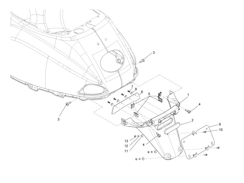 Vespa S 150 4T ie no ABS E3 2011-2013 APAC — Achterspatbord-Spatlappen