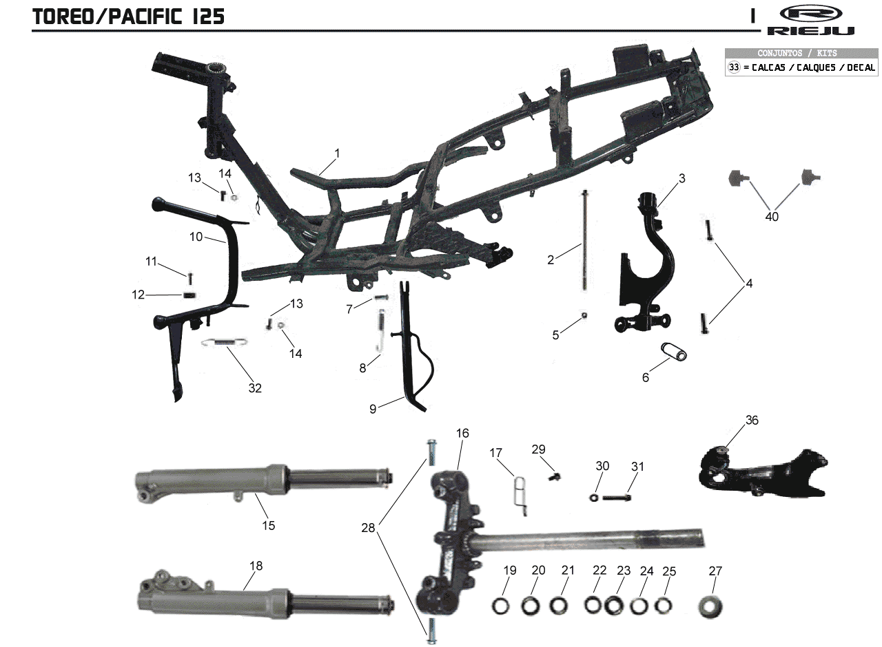 PACIFIC 125 ROOD — Frame - Voorvork