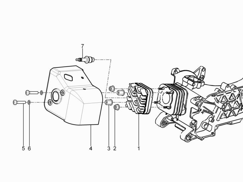 Vespa Primavera 50 2T no ABS E2 E3 2013-2017 EMEA APAC — Cilinderkopdeksel