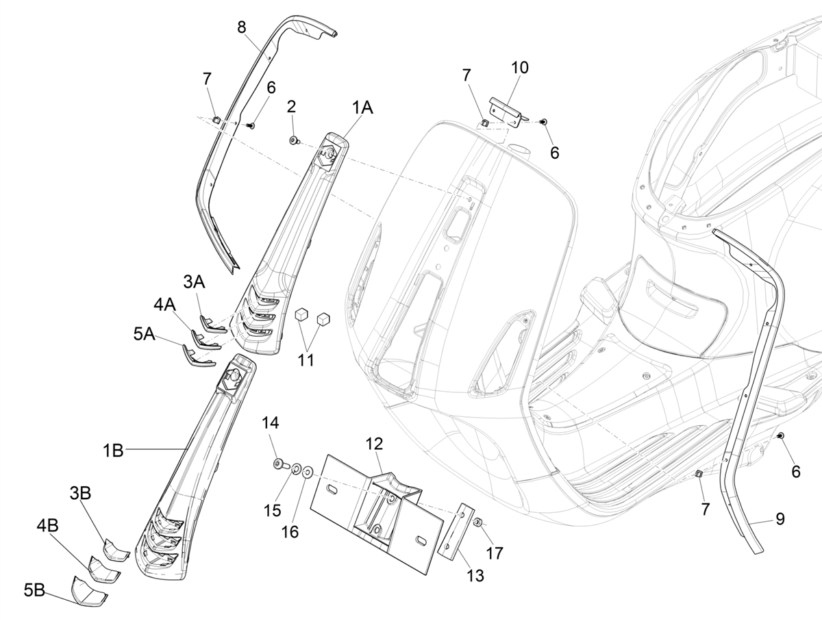 Vespa Primavera 150 4T 3V Iget ABS no ABS E2 E3 E4 2016-2023 APAC — Voorscherm