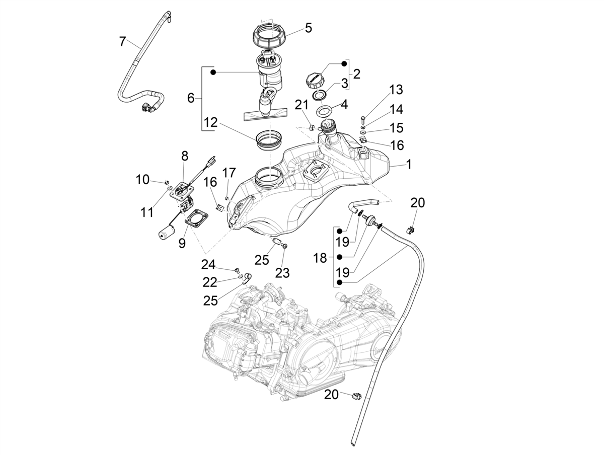 Vespa Sprint 150 E5 Racing Sixties 2021 EMEA — Brandstoftank