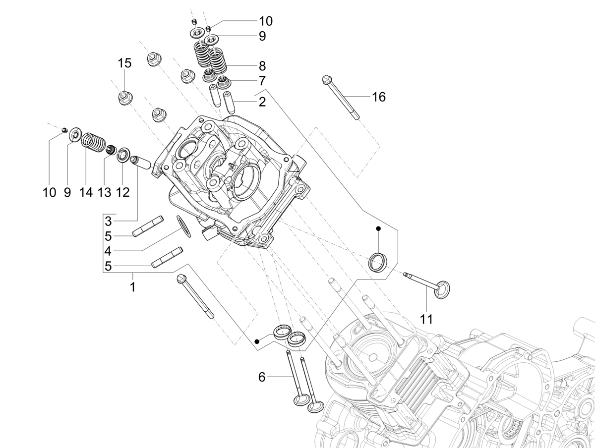 Vespa VX VXL SXL 150 4T 3V 2016-2021 — Cilinderkop - Kleppen